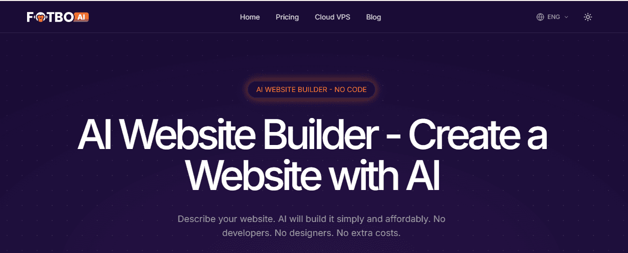 Fotbo AI website builder homepage