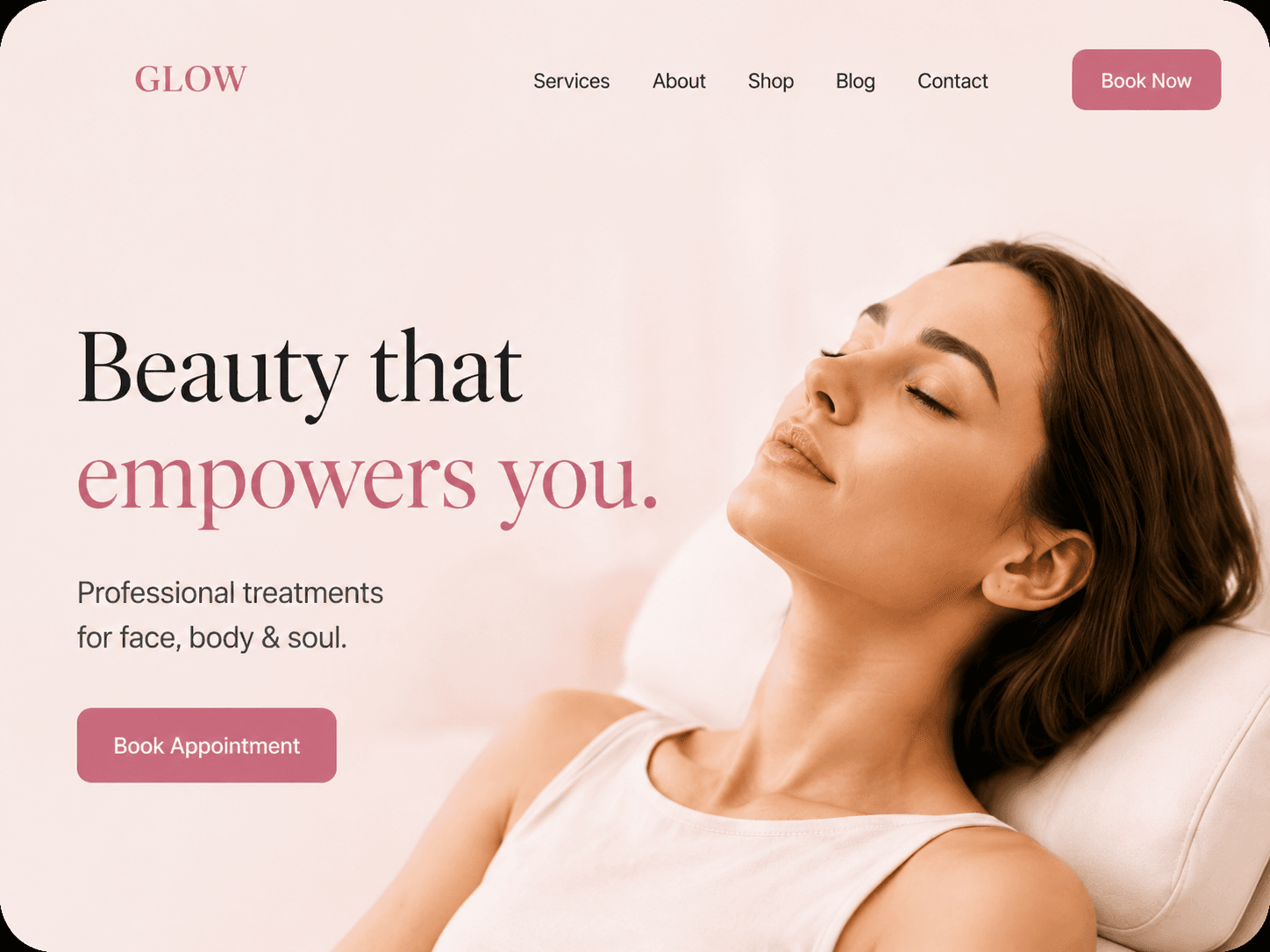 Plantilla del sitio Glow Beauty Studio